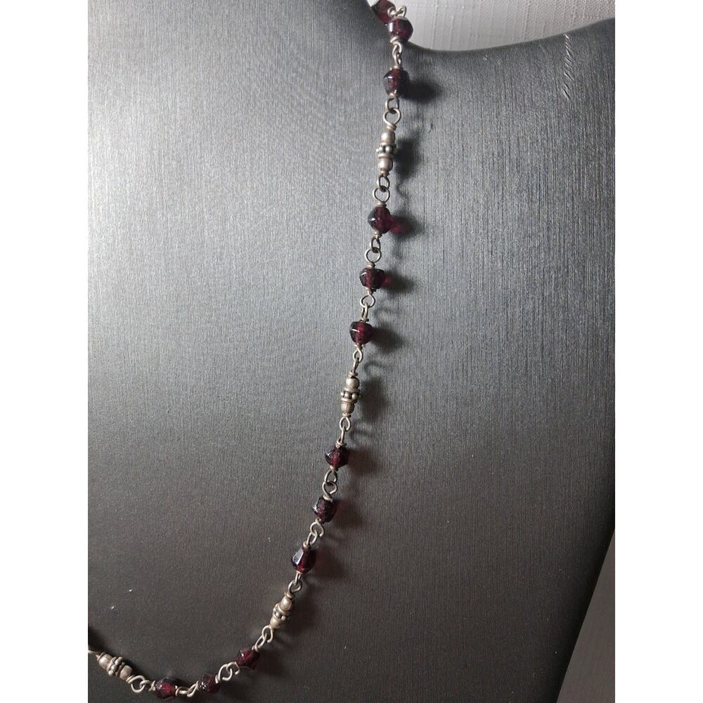 Vintage SILPADA Signed Faceted Garnet Necklace 925 Sterling 16 Inch